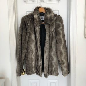 Faux fur, lined coat sz M